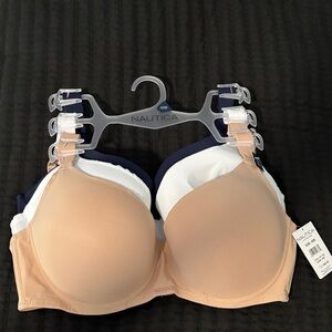 Nautica Women's Bra Trio - Beige, White, and Navy